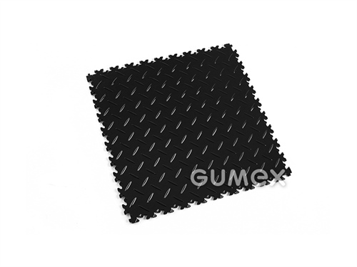 Dlaždica pre stredné zaťaženie FORTELOCK 2050, hrúbka 7mm, 510x510mm, 92°Sh, dezén diamant, PVC, čierna